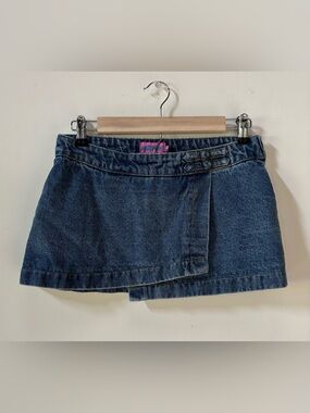 Edikted Denim Wrap Denim Mini Skort Skirt
